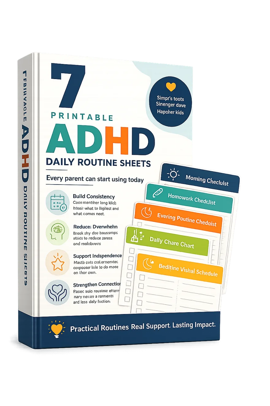 7 Printable ADHD Daily Routine Sheets – Complete printable guide for parents of kids with ADHD ages 5–10