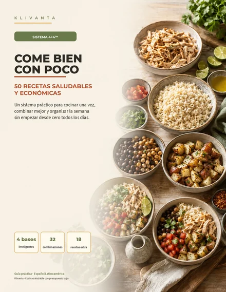 Portada de Come Bien con Poco — 50 recetas saludables y económicas