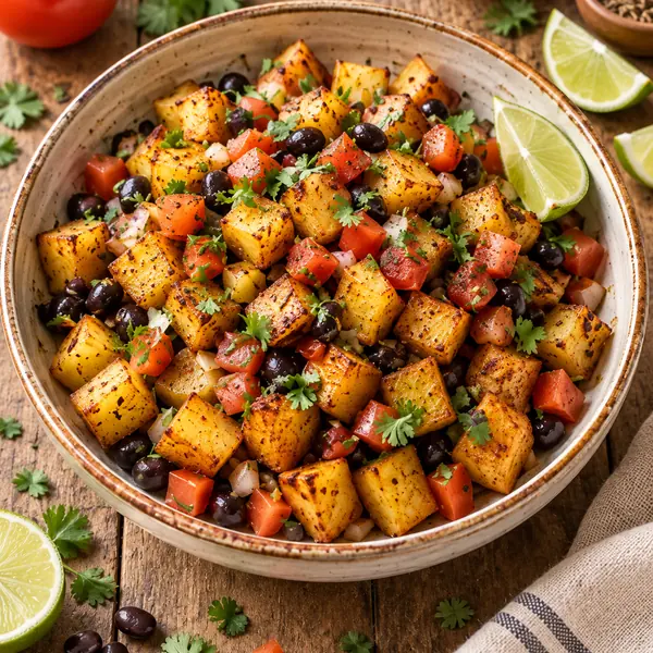 Papas con especias y limón, receta del Sistema 4×4: papas doradas, frijoles, tomate, cilantro y limón